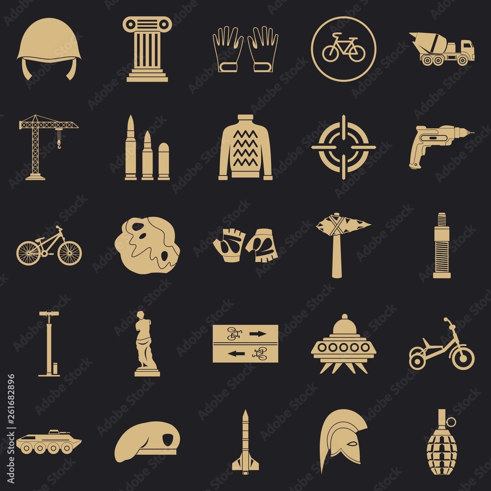 Poster casque icons set. simple set of 25 casque vector icons for web for any design