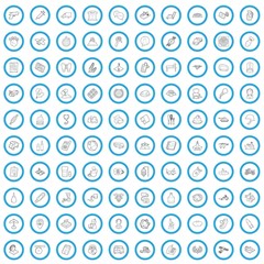 100 supplies icons set in outline style for any design vector illustration