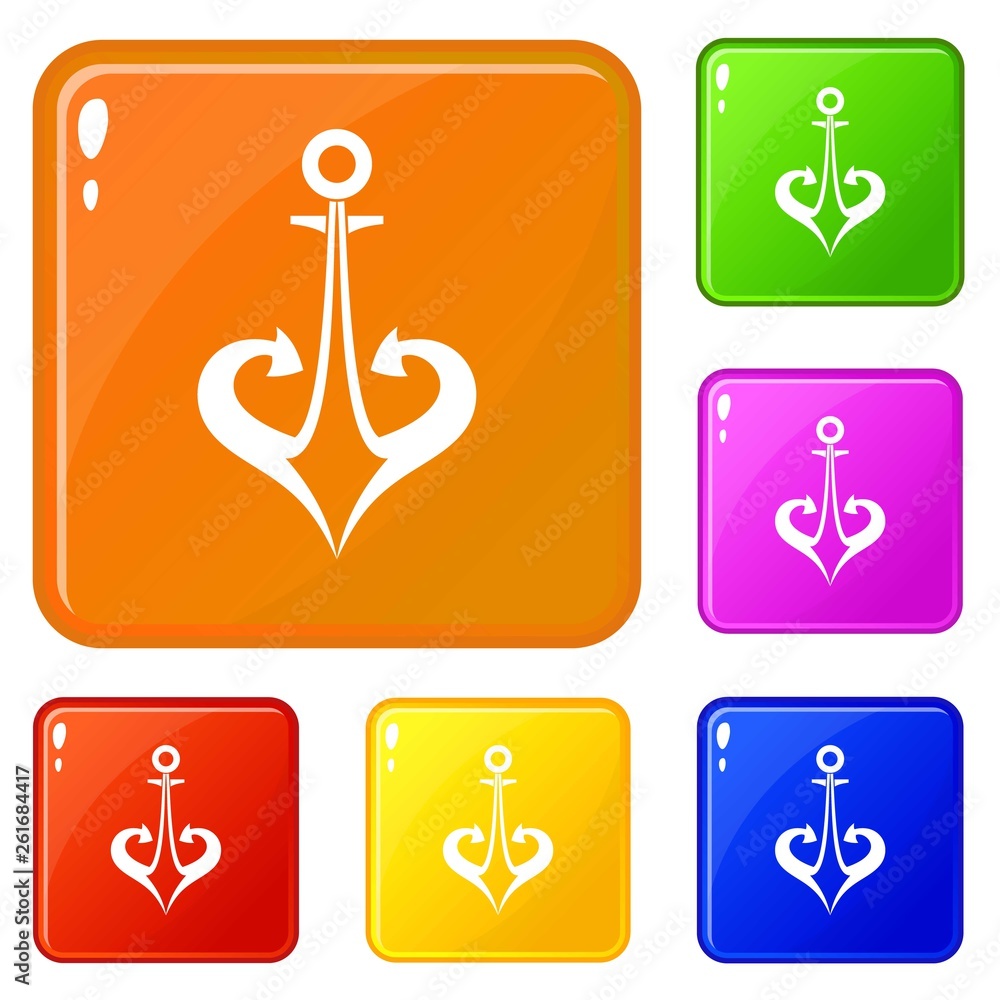 Poster anchor icons set collection vector 6 color isolated on white background