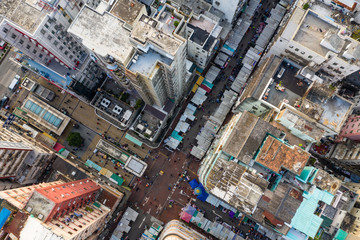 Top down view of Hong Kong street market