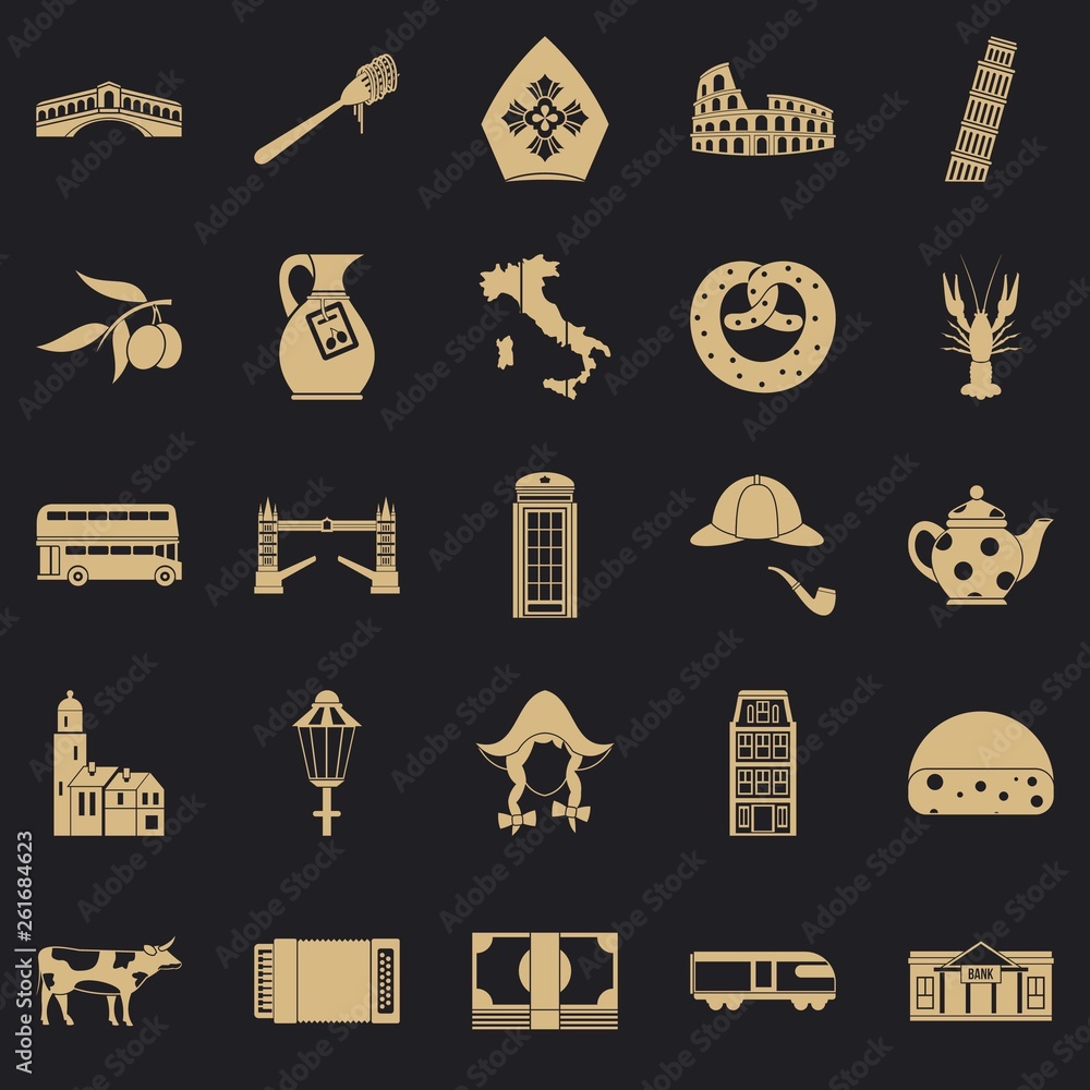 Poster vatican icons set. simple set of 25 vatican vector icons for web for any design