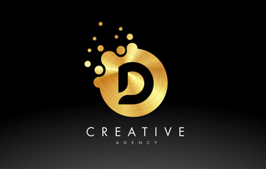Gold Metal Letter D Logo. D Letter Design Vector