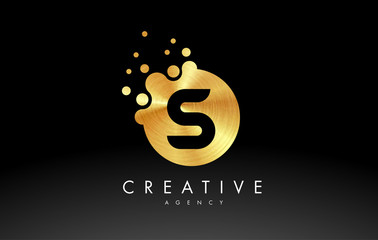 Golden Metal Letter S Logo. S Letter Design Vector