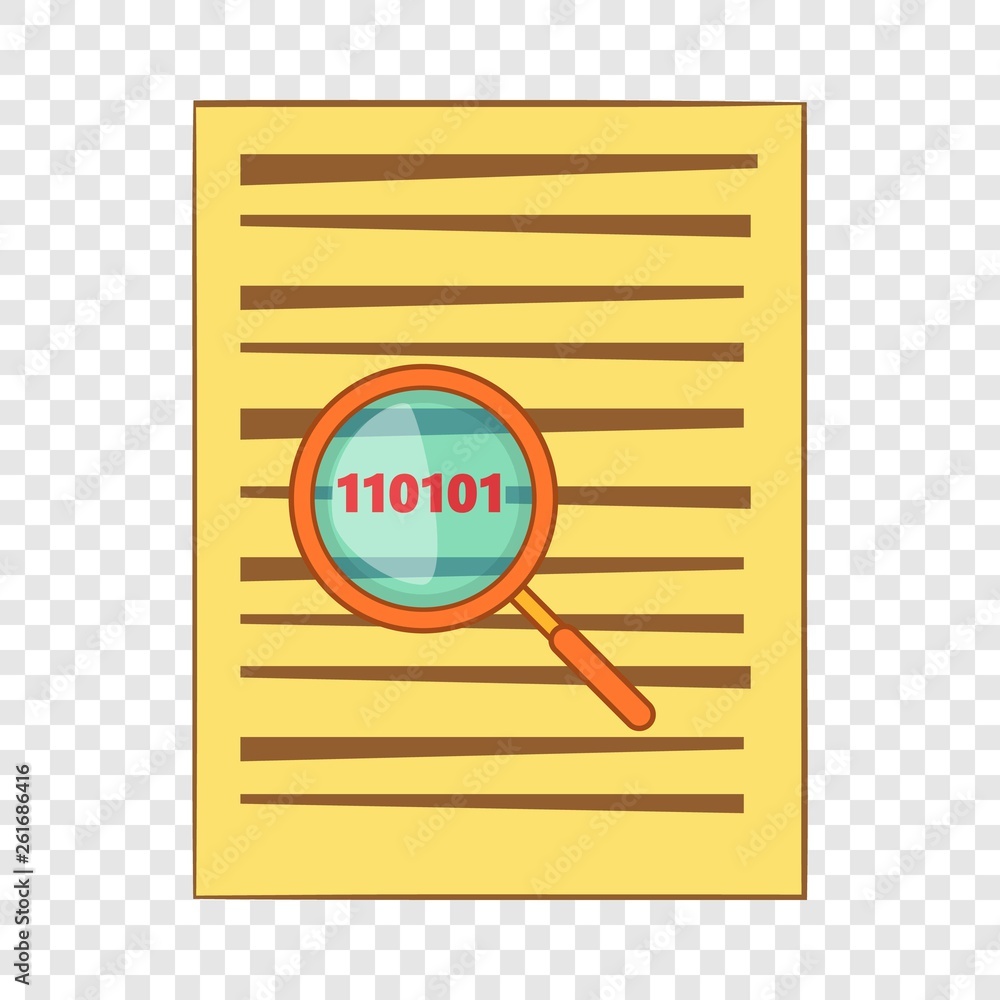 Poster virus searching with magnifying glass icon in cartoon style isolated on background for any web desig