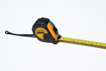 Close-up of metric tape in white background  