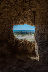 From Inside Cave at the Ancient Archeological Park in Syracuse, Sicily, Italy