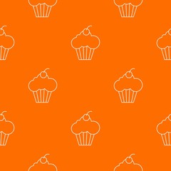 Sweet cupcake pattern vector orange for any web design best