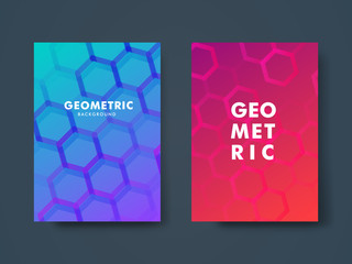 Set of two abstract geometric cover design. Minimal geometric pattern gradients for poster, cover, banner, flyer