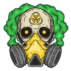 Skull. Skull with gas mask. Skull with respirator.