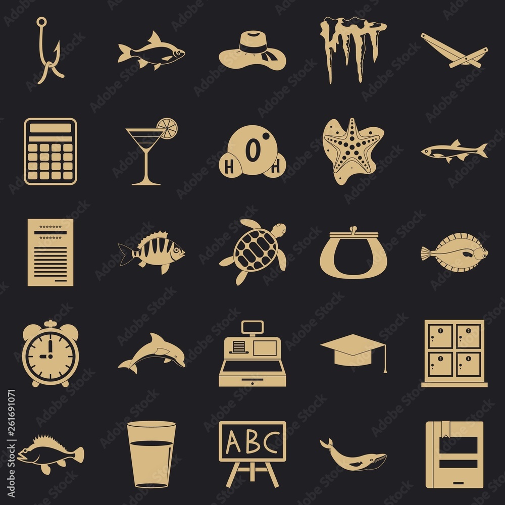 Poster turtle icons set. simple set of 25 turtle vector icons for web for any design