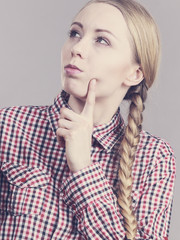 Fototapeta premium Young teen woman thinking