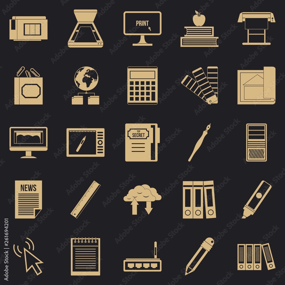 Poster portfolio icons set. simple set of 25 portfolio vector icons for web for any design
