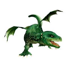 3D Rendering Fairy Tale Dragon on White