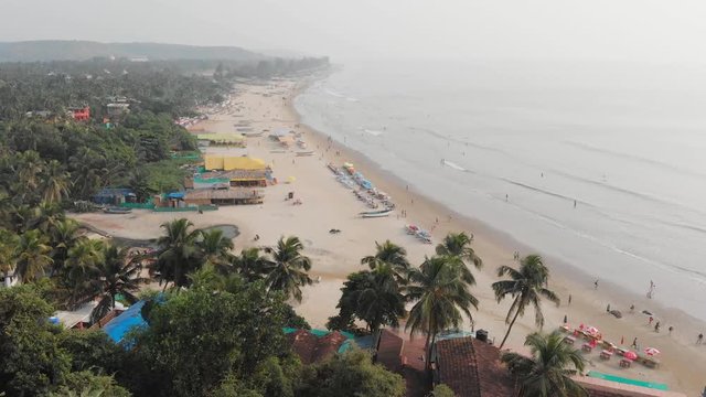 Aerial view christian cross on a hill in Arambol, India.