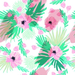  Beautiful Exotic Flowers and Leaves Pattern Vector  Illustration for Surface , Invitation , Notebook, Banner , Wrap Paper © Mia