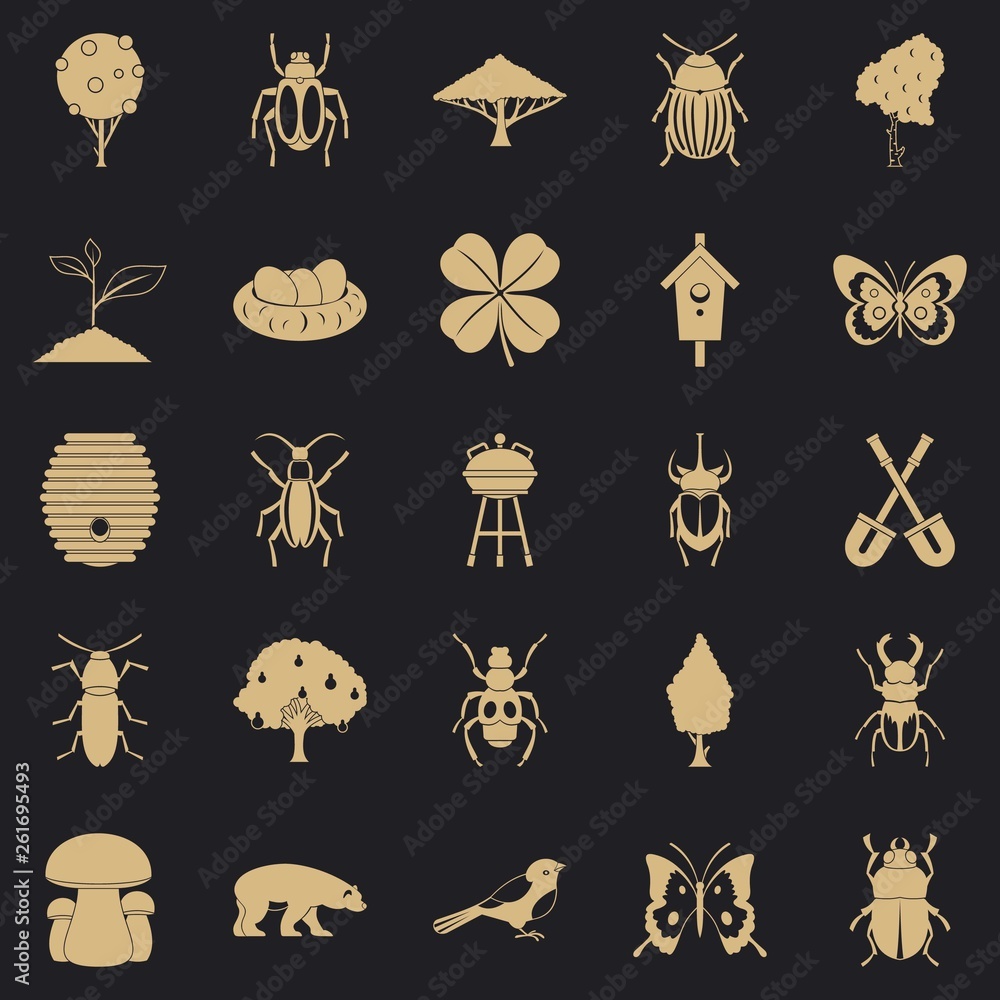 Poster herbaceous icons set. simple set of 25 herbaceous vector icons for web for any design