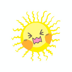 Cute cry sun vector