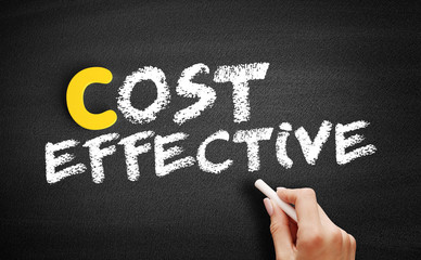 Cost Effective text on blackboard, business concept background