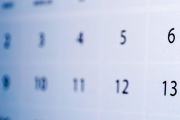 Blurred calendar abstract, background close-up image