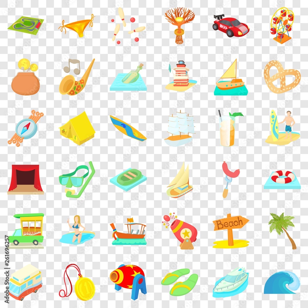 Poster traffic icons set. cartoon style of 36 traffic vector icons for web for any design