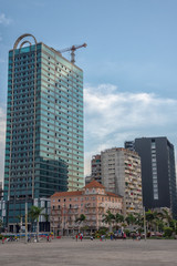 Luanda bay and seaside promenade at sunset, Marginal of Luanda capital city of Angola- skyline