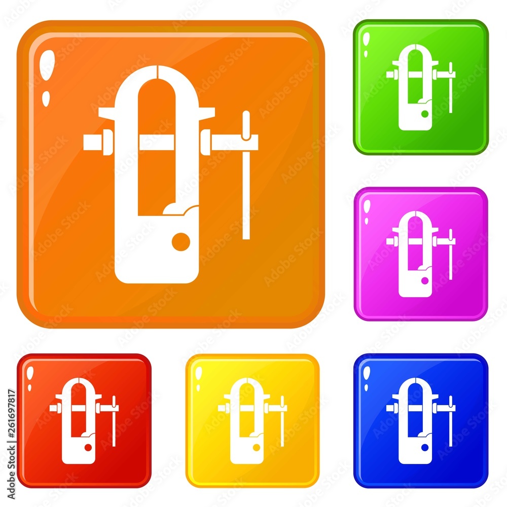 Poster blacksmiths vice icons set collection vector 6 color isolated on white background