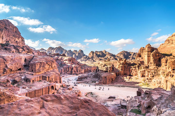 Aerial view from the way to High Sacrifice over Petra, one of the new Seven Wonders of the world...