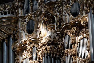 old church organ pipe detail