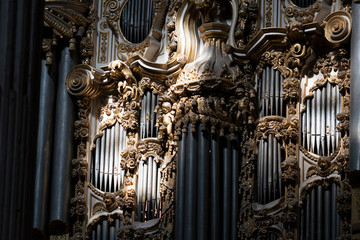old church organ pipe detail