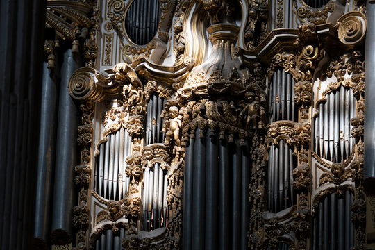 old church organ pipe detail