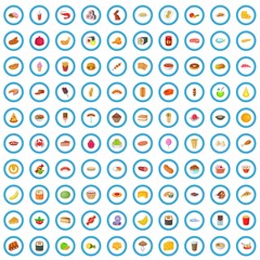 100 tasty food icons set in cartoon style for any design vector illustration