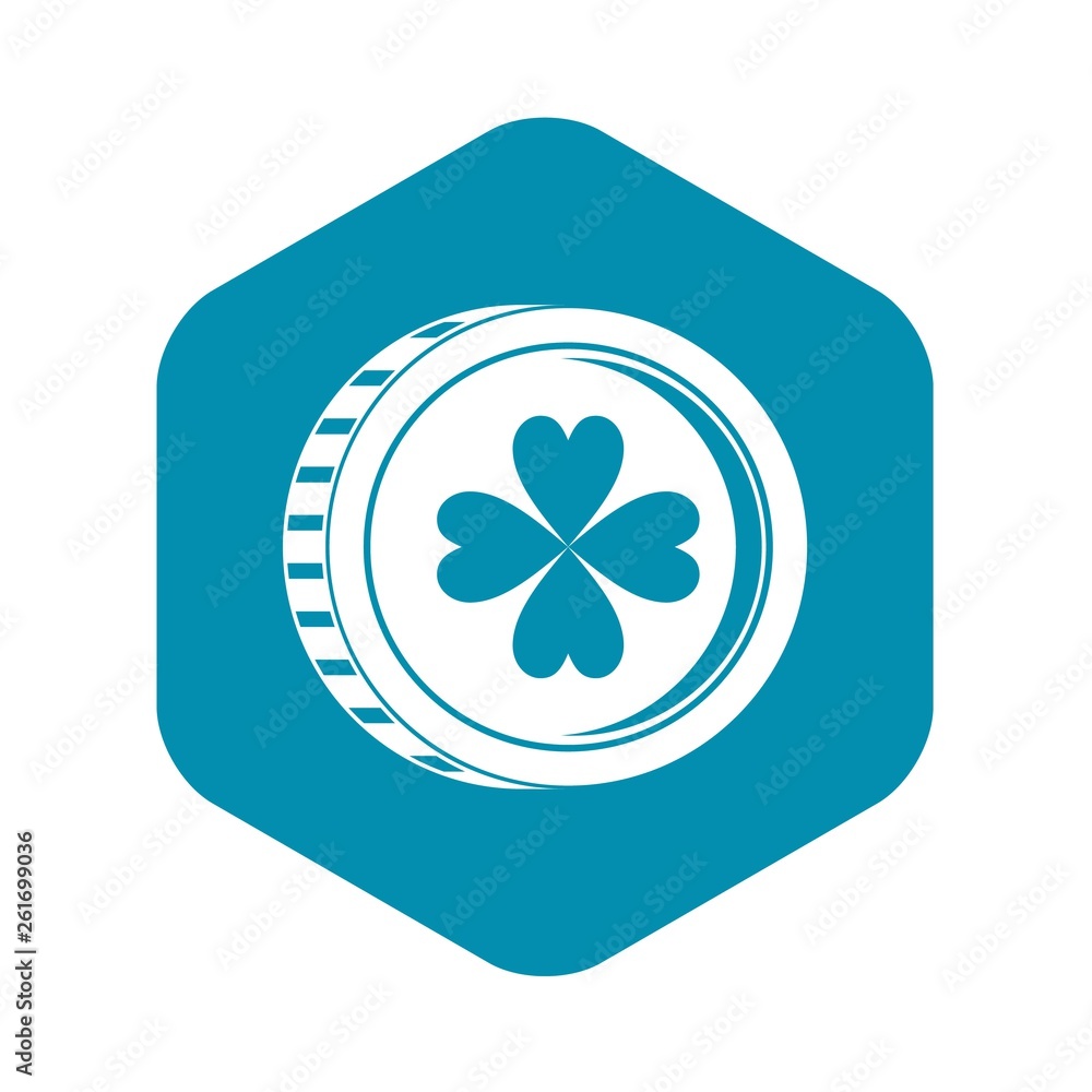 Aufkleber coin with clover sign icon. simple illustration of coin with clover sign vector icon for web