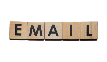 EMAILt text on wooden cubes on white  background - Image