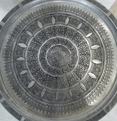 silver plate with moroccan pattern