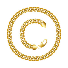 Copyright symbol icon made of gold chain.