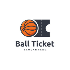 Basketball Ticket logo designs concept vector