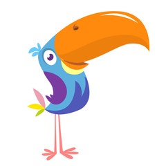 Funny toucan bird cartoon. Vector illustration.  © drawkman
