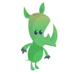 Cute cartoon rhino character illustration. Flat design isolated