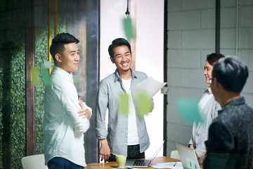 young asian business team people meeting in office