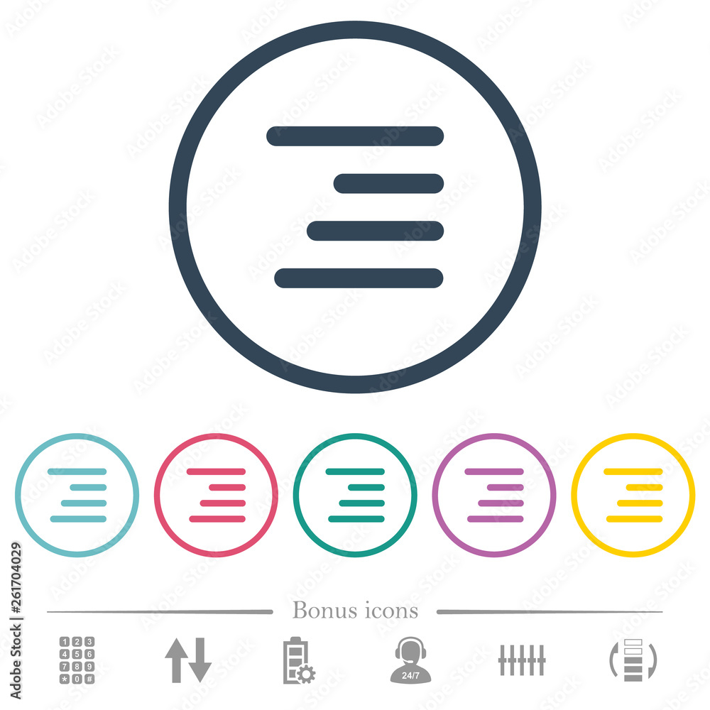 Poster text align right flat color icons in round outlines