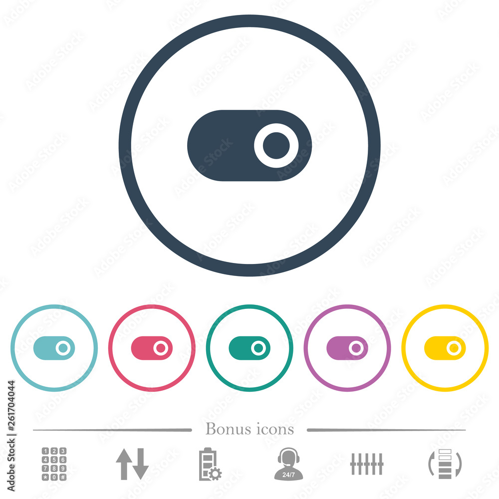 Poster single horizontal toggle flat color icons in round outlines