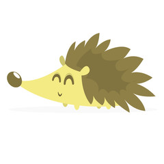  Cute cartoon hedgehog character. Isolated on white background. Vector illustration flat design