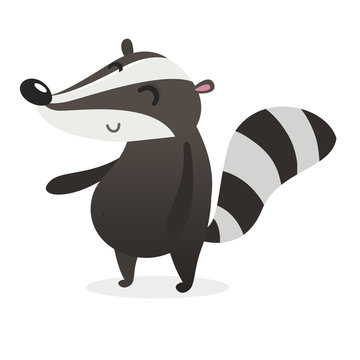 Cute cartoon badger illustrated. Vector badger icon flat design
