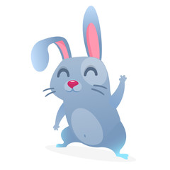 Cute cartoon bunny rabbit sitting. Farm animals. Vector illustration of a smiling bunny