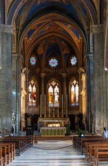 Fototapeta na wymiar Decorated interior of catholic church in Rome
