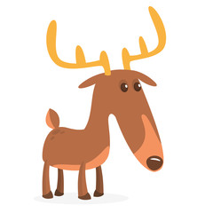 Cartoon deer character illustration. Vector isolated