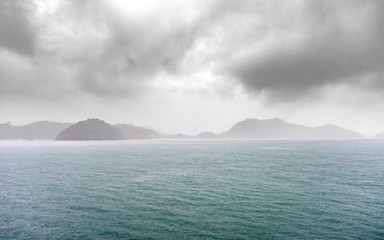 The island in rainy day