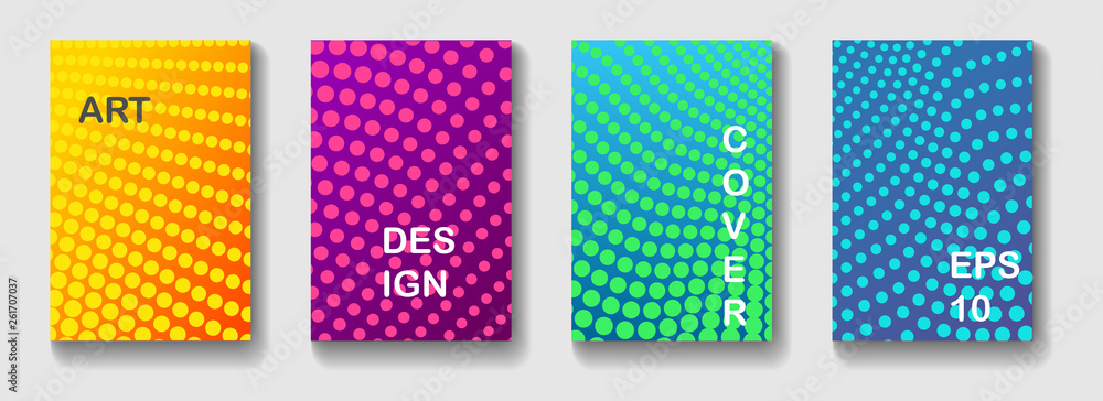 Poster minimal vector covers design. halftone dots in color abstract modern background.
