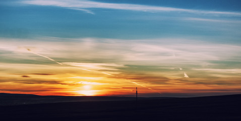 Dramatic sunset and sunrise sky