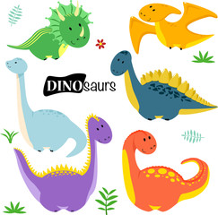 Fototapeta na wymiar set of isolated dinosaurs- vector illustration, eps